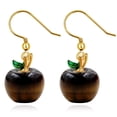 thumbnail image 1 of Natural Tiger Eye Stone Brown Apple Earrings Fruit Statement Hook Earring Valentines Gifts for Women Wife Girlfriend Y4029, 1 of 6