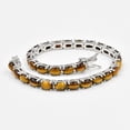 thumbnail image 1 of Natural Tiger Eye Tennis Bracelet, 925 Sterling Silver, November Birthstone, Cabochon Bracelet, Golden Tiger Eye Jewelry, Healing Protection, 1 of 5