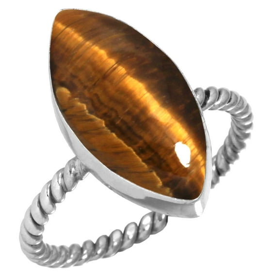 Natural Tiger Eye Women Jewelry 925 Sterling Silver Ring