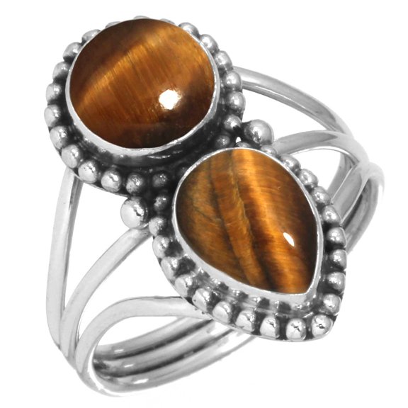 Natural Tiger Eye Women Jewelry 925 Sterling Silver Ring