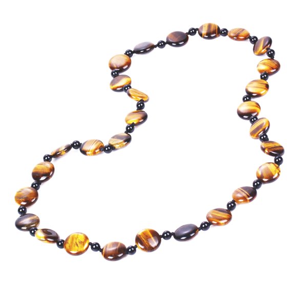 Natural Tiger Eye and Onyx Beaded Endless Necklace