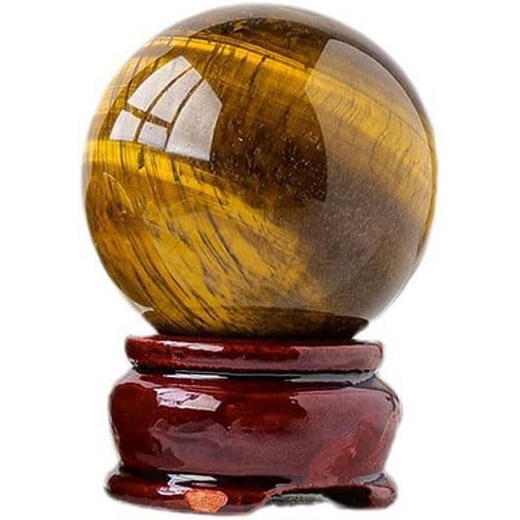 Natural Tiger's Eye Healing Crystal Gemstone Sphere Ball for Reiki Balancing Meditation Energy Home and Office Decoration (5.5-6cm, Tiger's Eye)