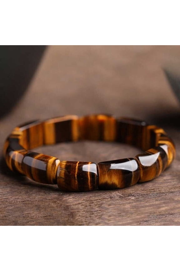 Natural Tiger's Eye Stone Bracelet Brown Gemstone Stretch Bracelet for Men USA