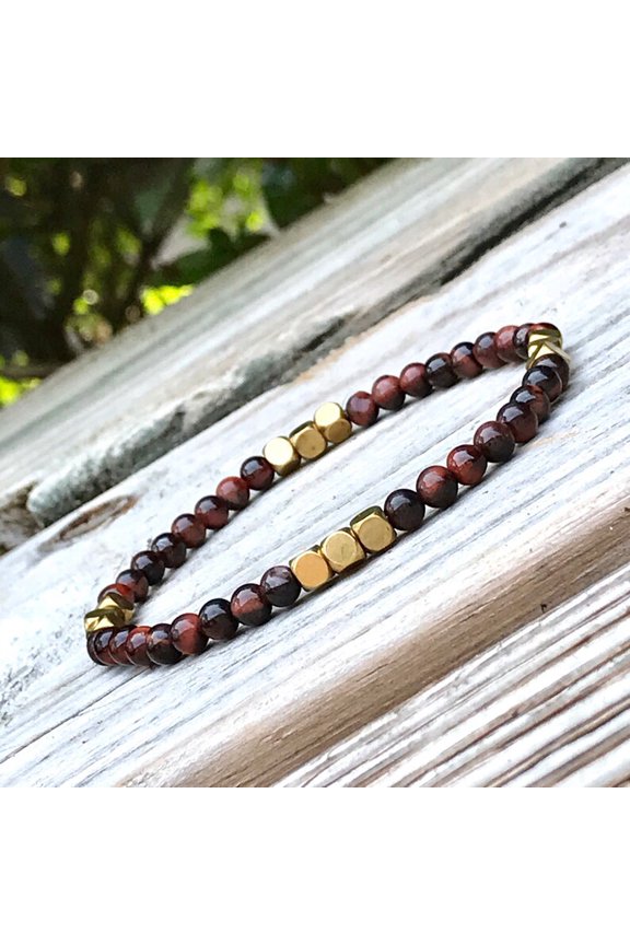 Natural Tigers Eye 4mm Round Shape Smooth Cut Beads Stretchable Bracelet for Men & Women.