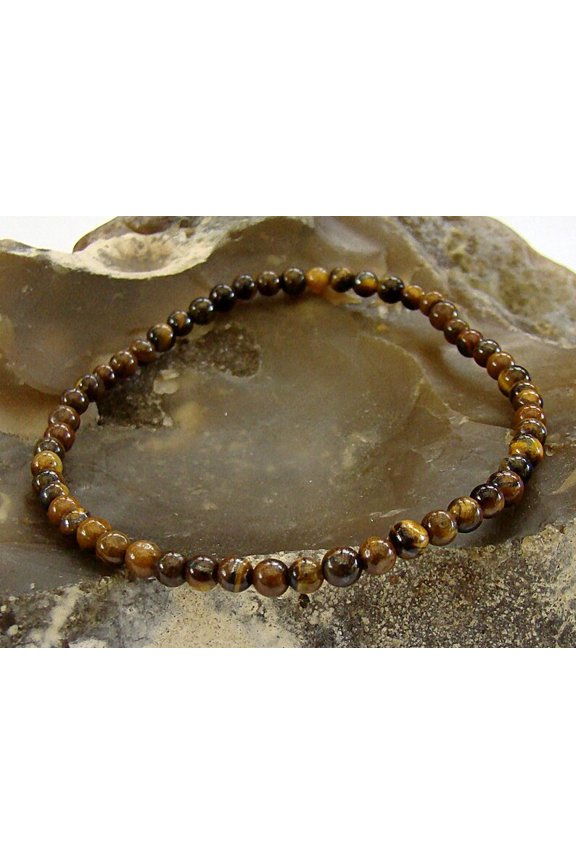 Natural Tigers Eye 4mm Round Shape Smooth Cut Beads Stretchable Bracelet for Men & Women.