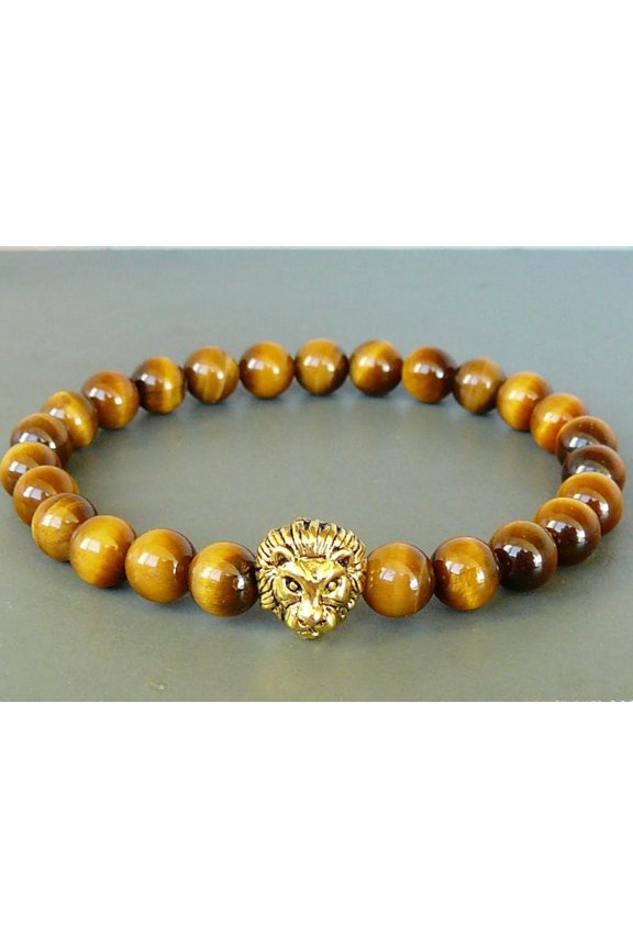 Natural Tigers Eye 8mm Round Shape Smooth Cut Beads Stretchable Bracelet for Men & Women.