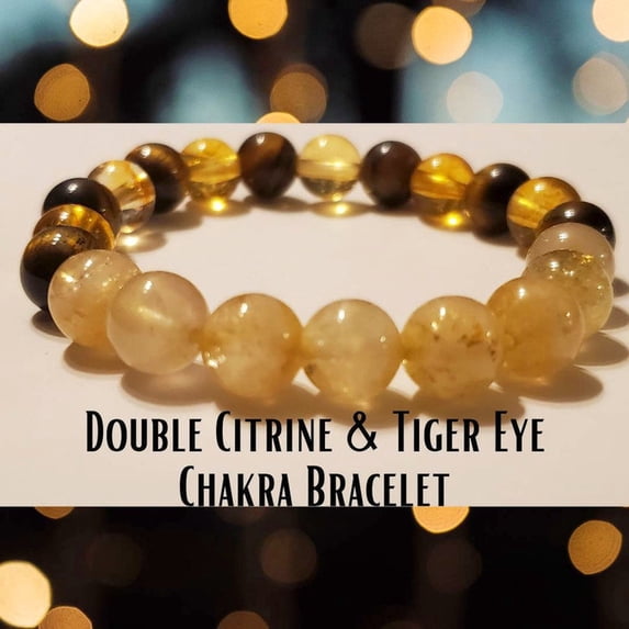 Natural Tigers Eye & Citrine 10mm round Shape smooth Cut Beads Stretchable Bracelet for Men & Women.