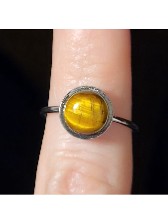 Natural Tigers Eye Stainless Steel Adjustable Ring NTESSAR2