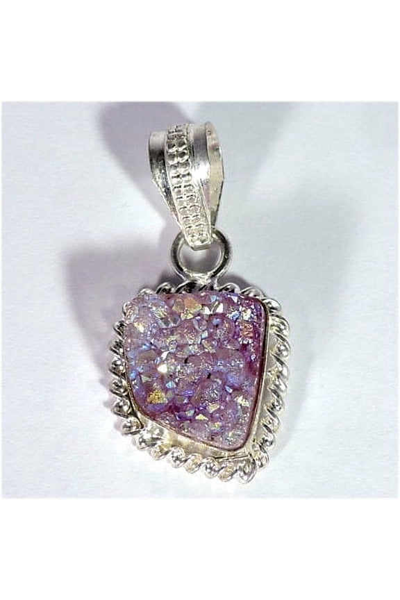 Natural Titanium Druzy Cabochon Silver Plated Pendant Jewelry Gemstone Gift Pendant for Beloved