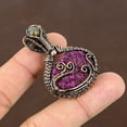 thumbnail image 1 of Natural Titanium Druzy, Labradorite Gemstone Copper Wire Wrap Pendant 1.77", 1 of 4