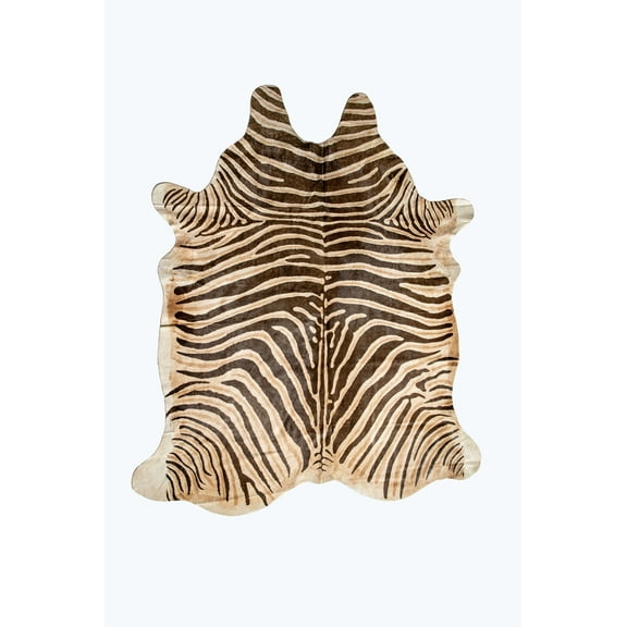 Natural Togo Cowhide Rug | African Zebra Chocolate & Natural | 5'x7'