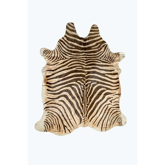Natural Togo Cowhide Rug | African Zebra Chocolate & Natural | 5'x7'
