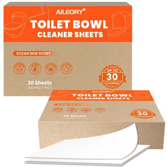 Natural Toilet Bowl Cleaner Strips, Non-toxic, Septic Safe, Removes Odors & Stains, Plastic-free, Natural Toilet Bowl Cleaner for Quick and Easy Cleaning, Toilet Fresheners (30 count)