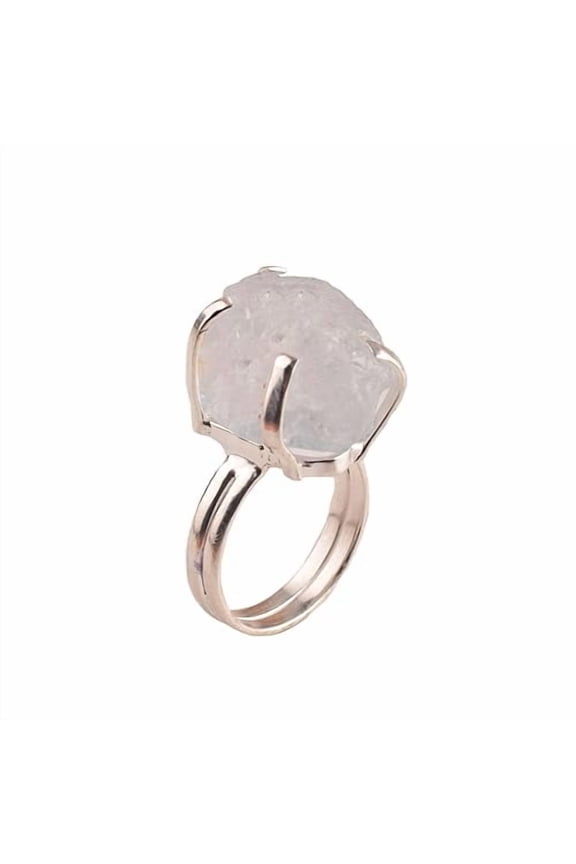 Natural Topaz Raw Crystals Rings, Rough Gemstone, Energy Healing Crystals, Birthday, Gift for Her, Gemstone Jewelry for Women AAA+ Quality (blue topaz, 7 US)