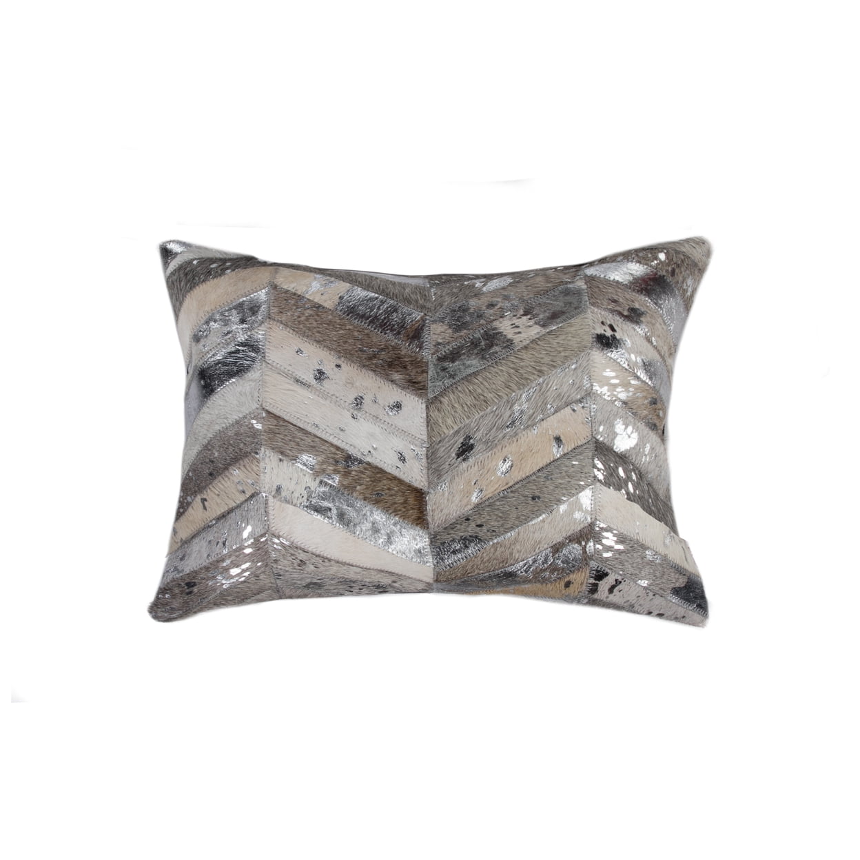 Torino 12" x 20" Gray Silver Cowhide Lumbar Pillow