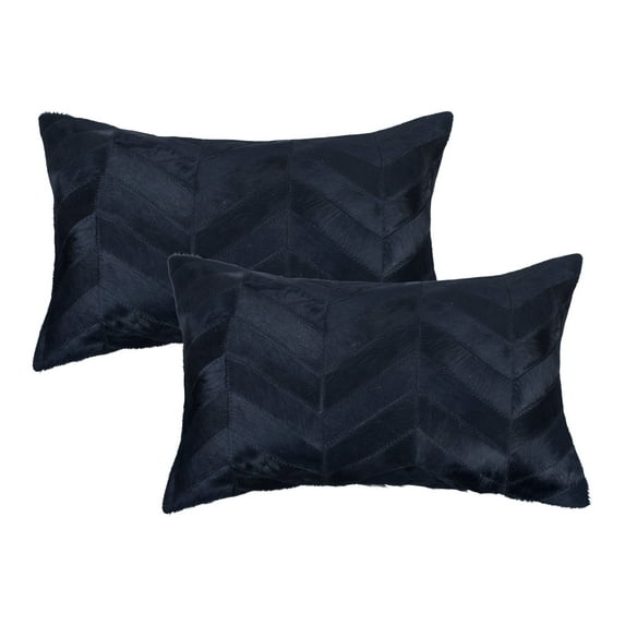 Natural Torino Chevron Cowhide Pillow | 2-Pack | Black | 12"x20"
