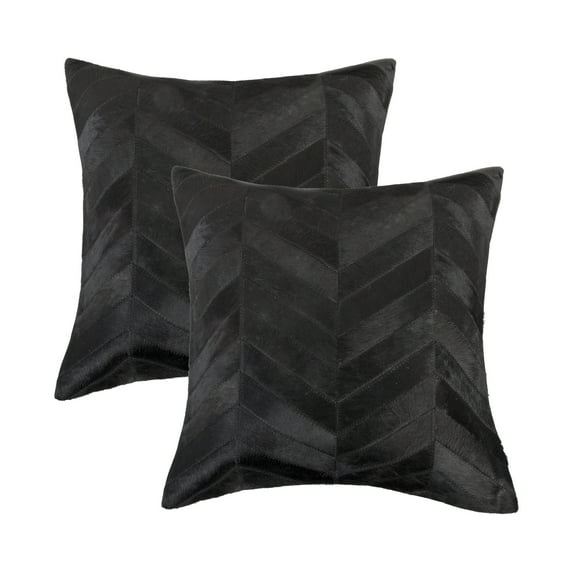 Natural Torino Chevron Cowhide Pillow | 2-Pack | Black | 18"x18"