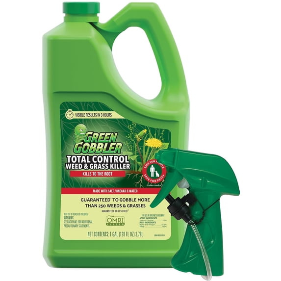 Natural Total Control Weed & Grass Killer | Made with Concentrated Salt Vinegar Pet Safe Kills to The Root 1 Gallon Trigger
