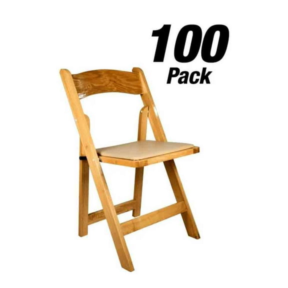 Chair Folding Wood - Natural with Tan Cushion (A Series) - 100 Pack