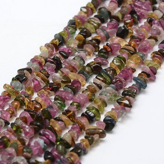 Natural Tourmaline Beads Strands Chip Grade A Colorful 3~5x7~13x2~4mm Hole: 0.4mm about 32~32.5 inch