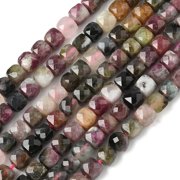 Natural Tourmaline Beads Strands Faceted Cube 4x4x4mm Hole 0.9mm 86pcs/strand 15.35 inch39cm