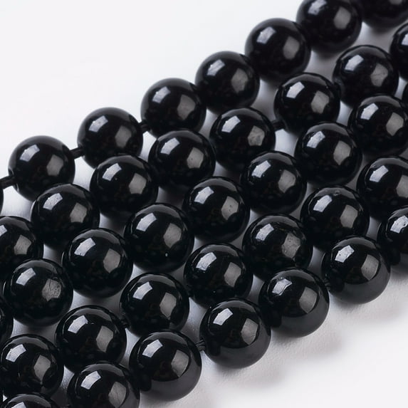 Natural Tourmaline Beads Strands Round Black 6mm Hole: 1mm about 32pcs/strand 7.8 inch