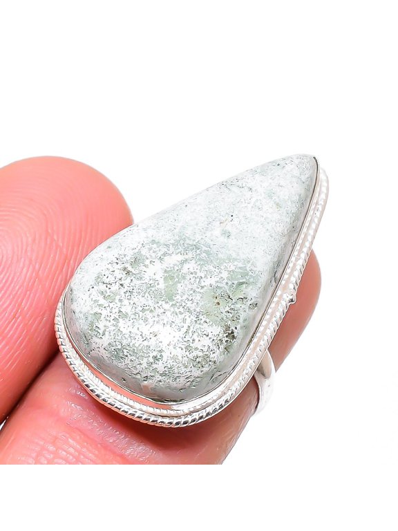 Natural Tree Agate 925 Sterling Silver Jewelry Ring Size Adjustable