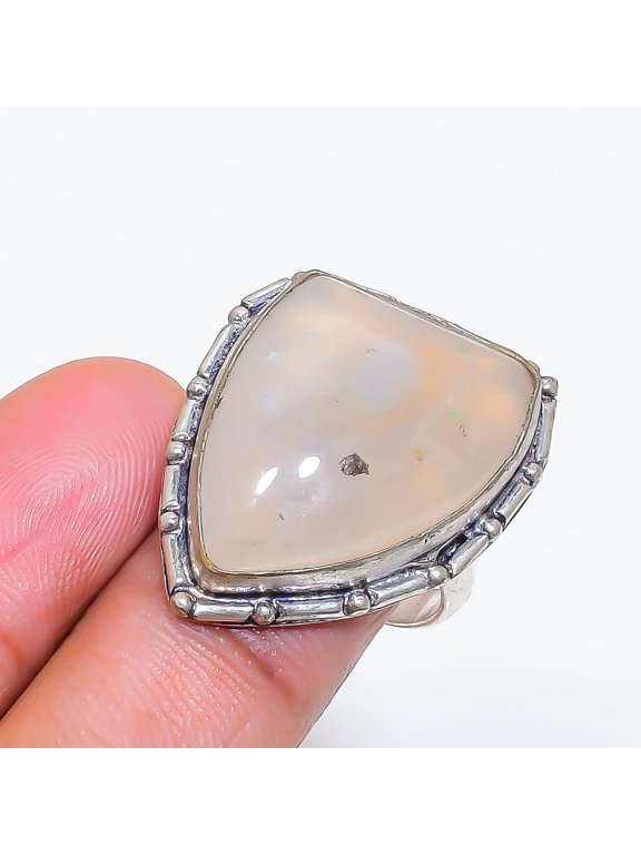 Natural Tree Agate Gemstone 925 Sterling Silver Jewelry Ring Size 7.5