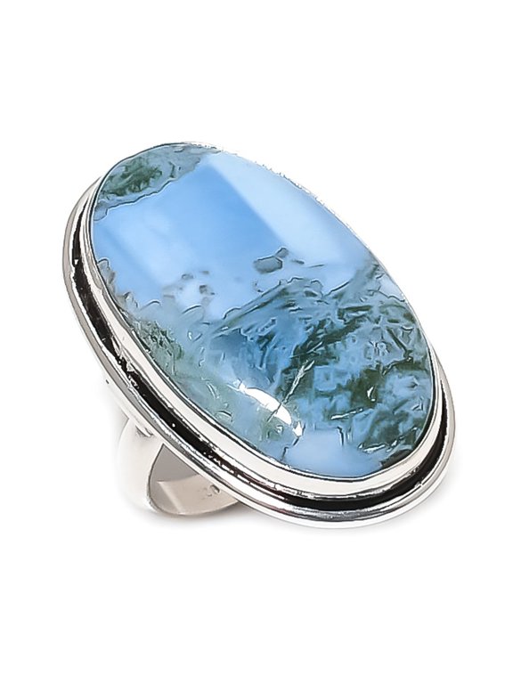 Natural Tree Agate Gemstone 925 Sterling Silver Jewelry Ring Size 7