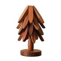 Natural Tree Trivet Set - 4 Bamboo Trivets & 1 Stand Like a Christmas Tree, Decorative Bamboo Trivets