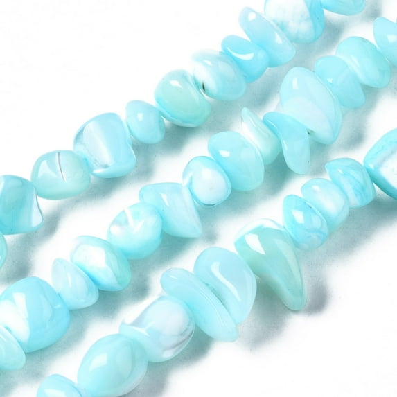 Natural Trochid Shell/Trochus Shell Bead Strands Chips Dyed Sky Blue 3.5~13x6~12x3~8mm Hole: 0.9mm 50~73pcs/strand 15.35 inch~15.94 inch(39~40.5cm)
