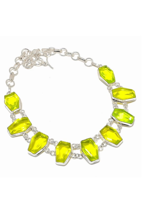 Natural Tsavorite Gemstone 925 Sterling Silver Jewelry Necklace 18"