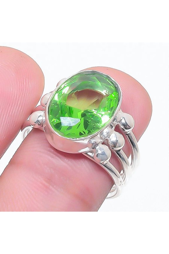 Natural Tsavorite Gemstone Handmade 925 Sterling Silver Jewelry Ring Size 7