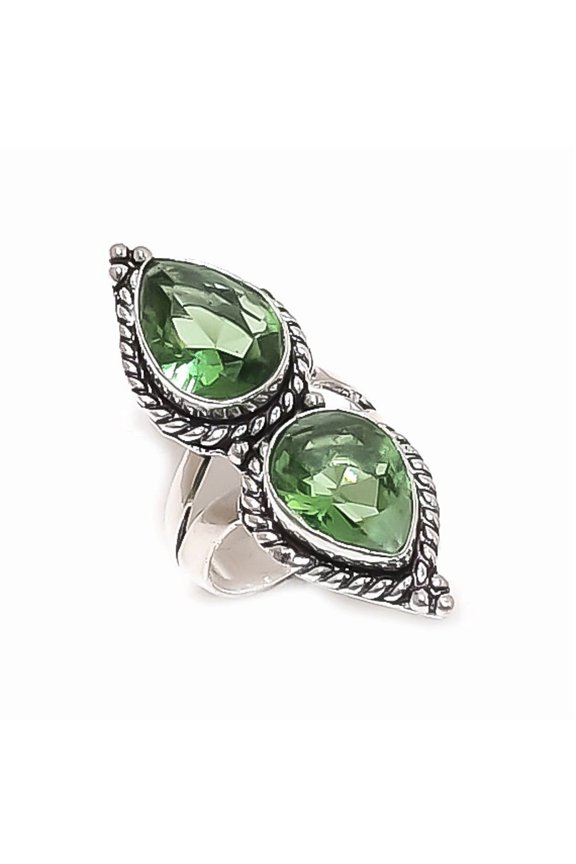 Natural Tsavorite Gemstone Handmade 925 Sterling Silver Jewelry Ring Size 7