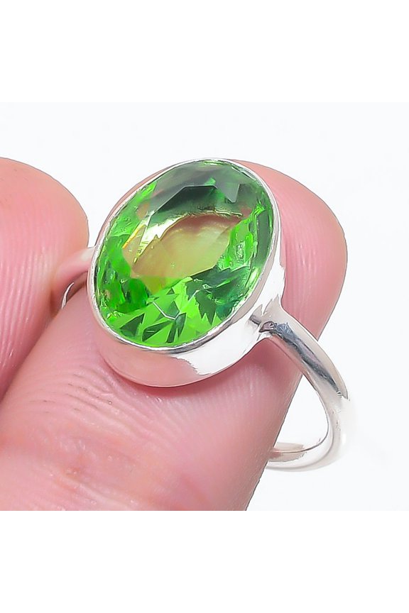 Natural Tsavorite Gemstone Handmade 925 Sterling Silver Jewelry Ring Size 7