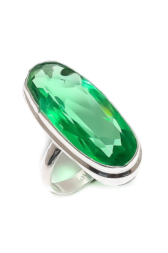 Natural Tsavorite Gemstone Handmade 925 Sterling Silver Jewelry Ring Size 8
