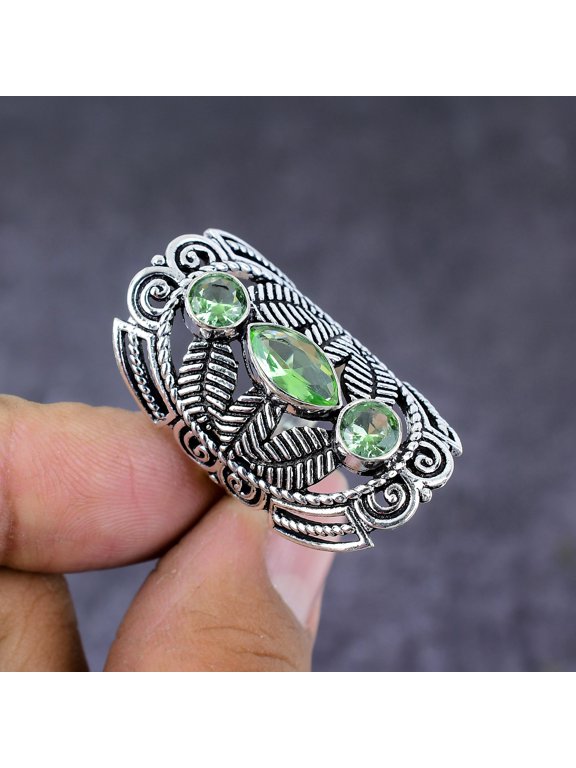 Natural Tsavorite Gemstone Handmade 925 Sterling Silver Jewelry Ring Size 8