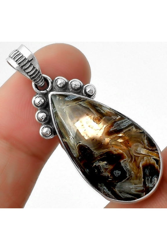 Natural Tube Agate - Turkish 925 Sterling Silver Pendant Jewelry P-1087 SDP112093