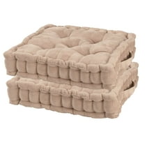 Natural Tufted Booster Cushion, Soft Suede, Polyester Fill, Natural Color - Set of 2, Each Measures 14 1/2" Long x 14 1/2" Wide x 4" High