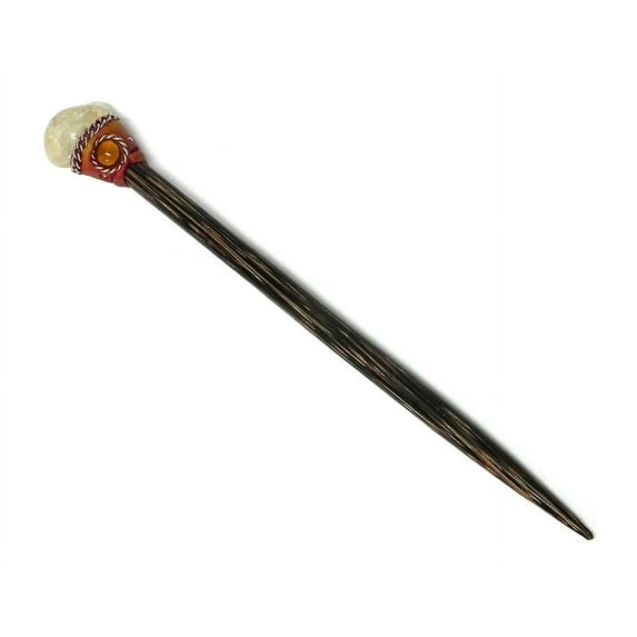 Natural Tumbled Healing Gemstone Crystal Chonta Wooden Hair Stick Pin - Womens Fashion Handmade Gifts Boho Reiki Accessories
