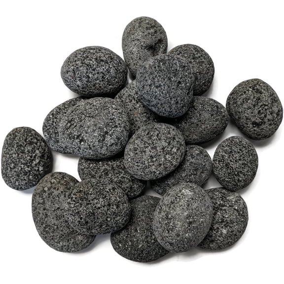 Natural Tumbled Lava Stones for Gas Fire Pit and Fireplace | Medium (1"2") | Smooth Round Volcanic Rock | 10 Lbs