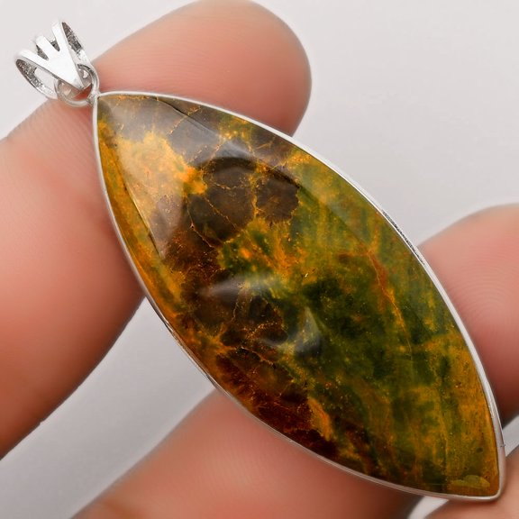 Natural Turkish Rainforest Chrysocolla 925 Silver Pendant Jewelry P-1001 SDP106558