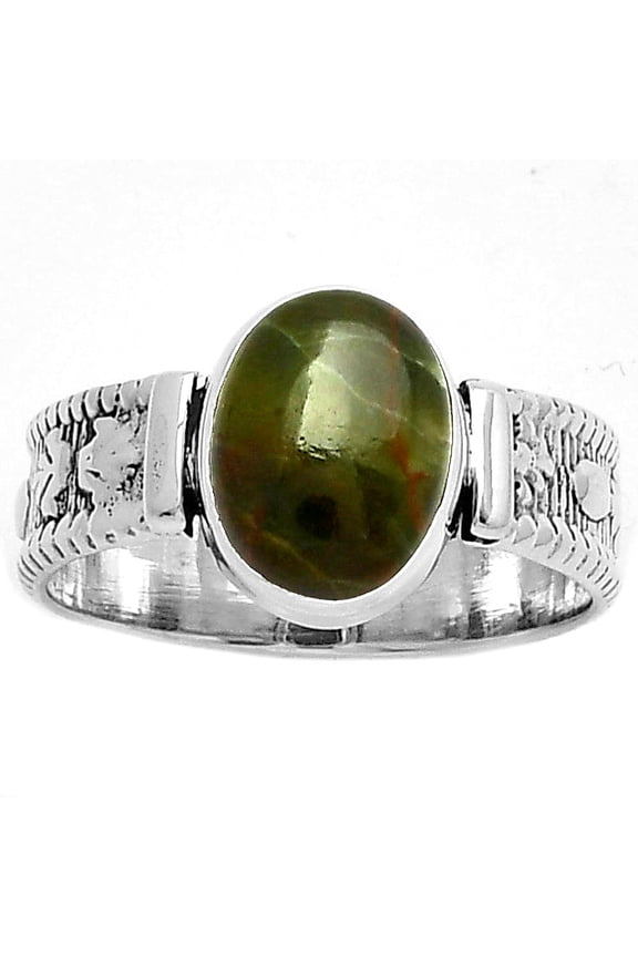 Natural Turkish Rainforest Chrysocolla 925 Silver Ring s.7 Jewelry R-1058 SDR188328