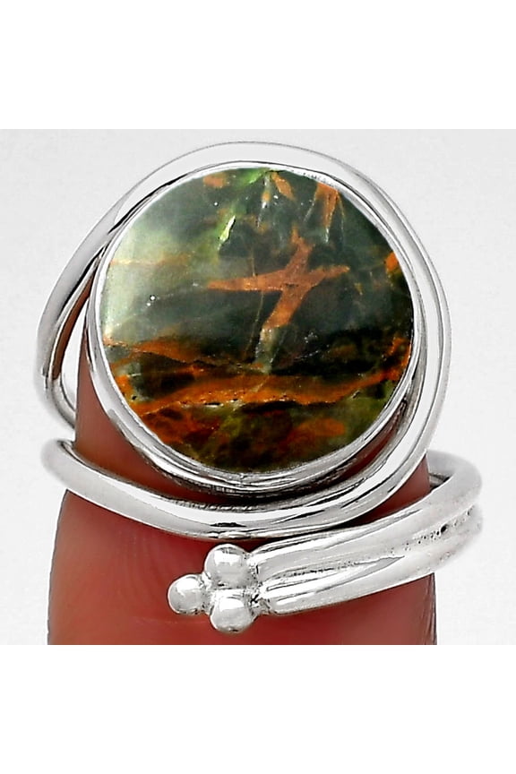 Natural Turkish Rainforest Chrysocolla 925 Silver Ring s.7 Jewelry R-1276 SDR158480