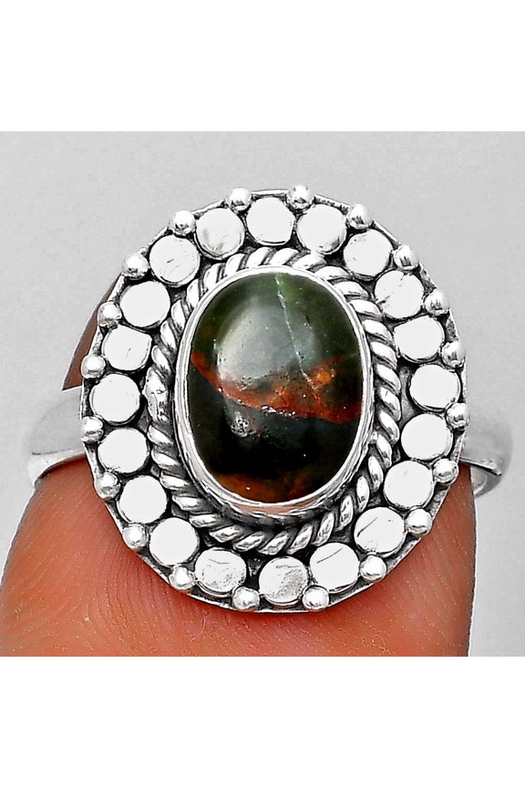 Natural Turkish Rainforest Chrysocolla 925 Silver Ring s.7 Jewelry R-1399 SDR194262