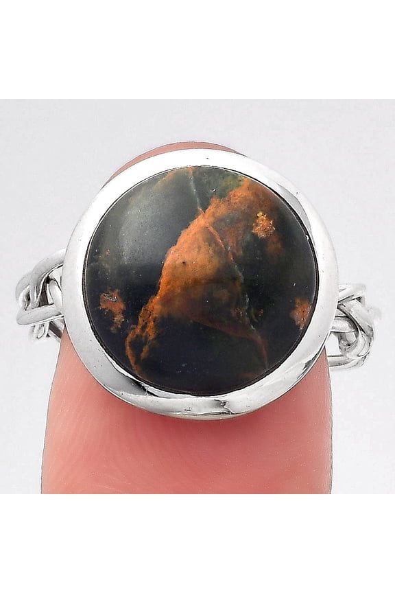 Natural Turkish Rainforest Chrysocolla 925 Silver Ring s.8 Jewelry R-1005 SDR247252