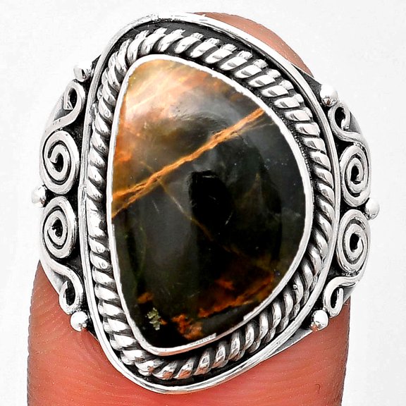 Natural Turkish Rainforest Chrysocolla 925 Silver Ring s.8 Jewelry R-1282 SDR193071