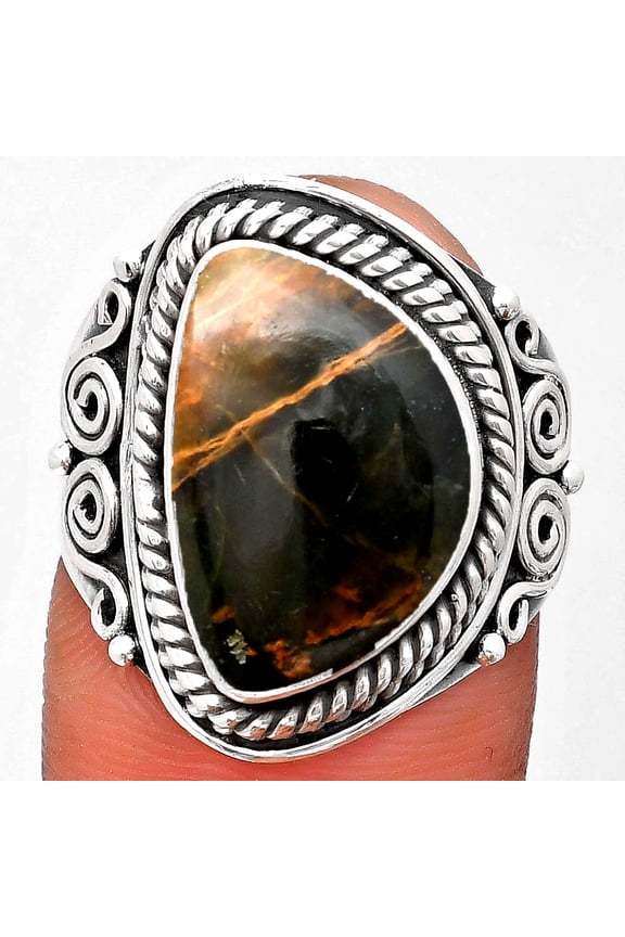 Natural Turkish Rainforest Chrysocolla 925 Silver Ring s.8 Jewelry R-1282 SDR193071