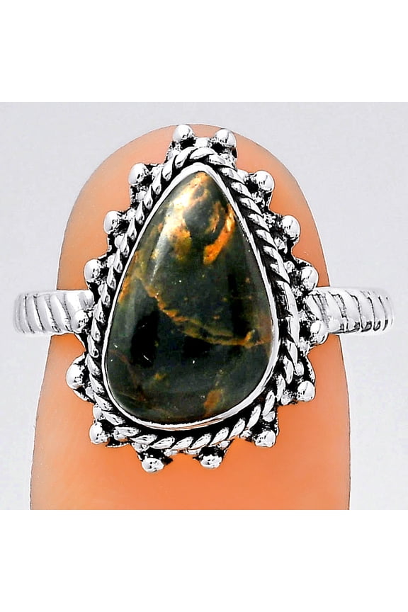 Natural Turkish Rainforest Chrysocolla 925 Silver Ring s.8 Jewelry R-1332 SDR247072