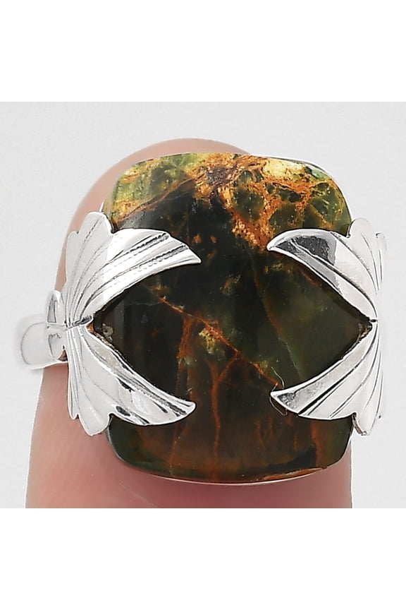Natural Turkish Rainforest Chrysocolla 925 Silver Ring s.8 Jewelry R-1354 SDR246957